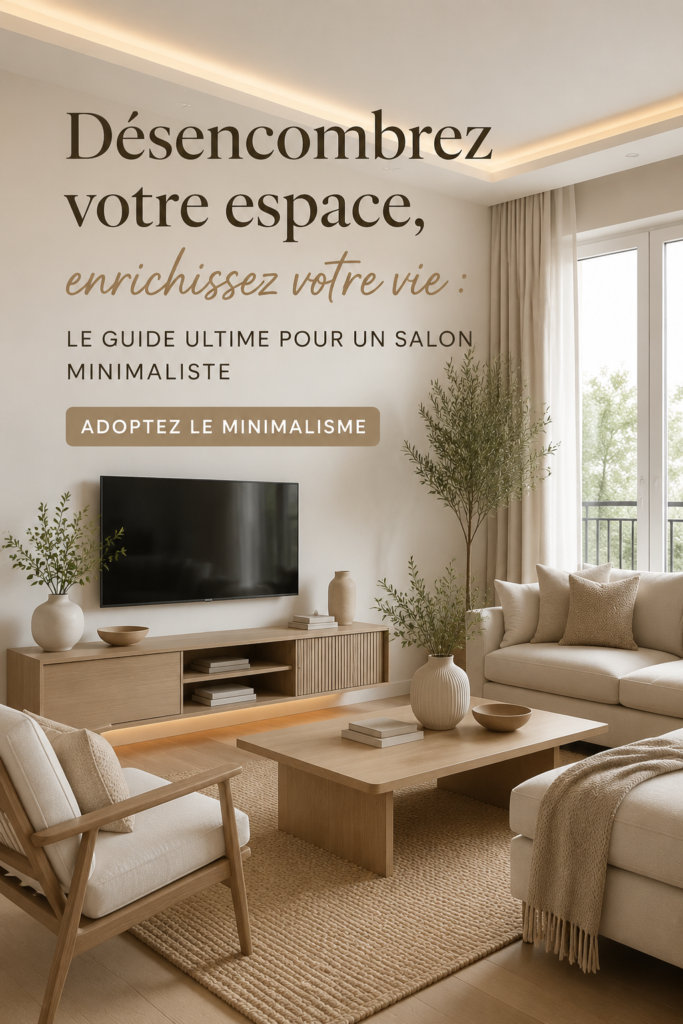 Salon minimaliste avec une décoration épurée et chaleureuse.