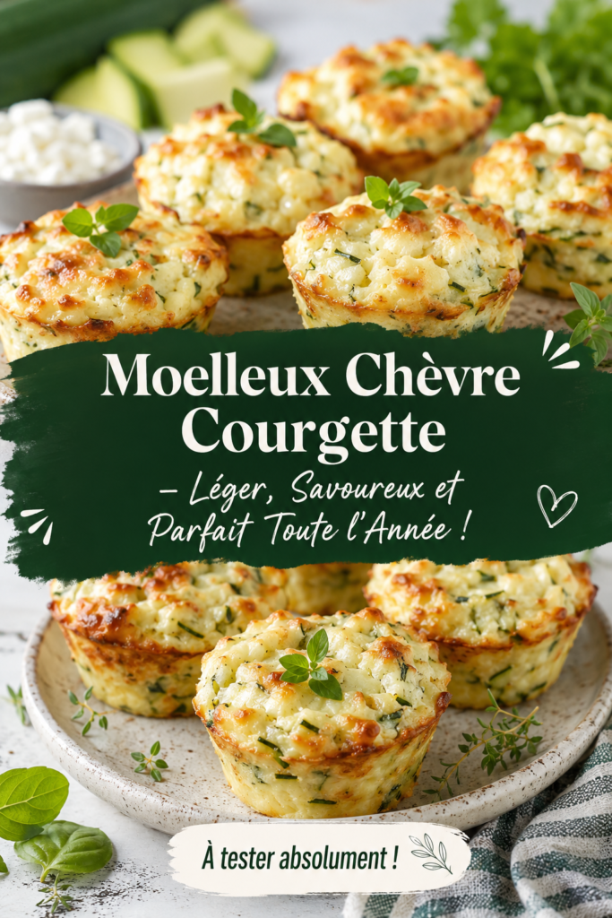 Un délicieux moelleux avec du chèvre et de la courgette, prêt à servir sur une table en bois.