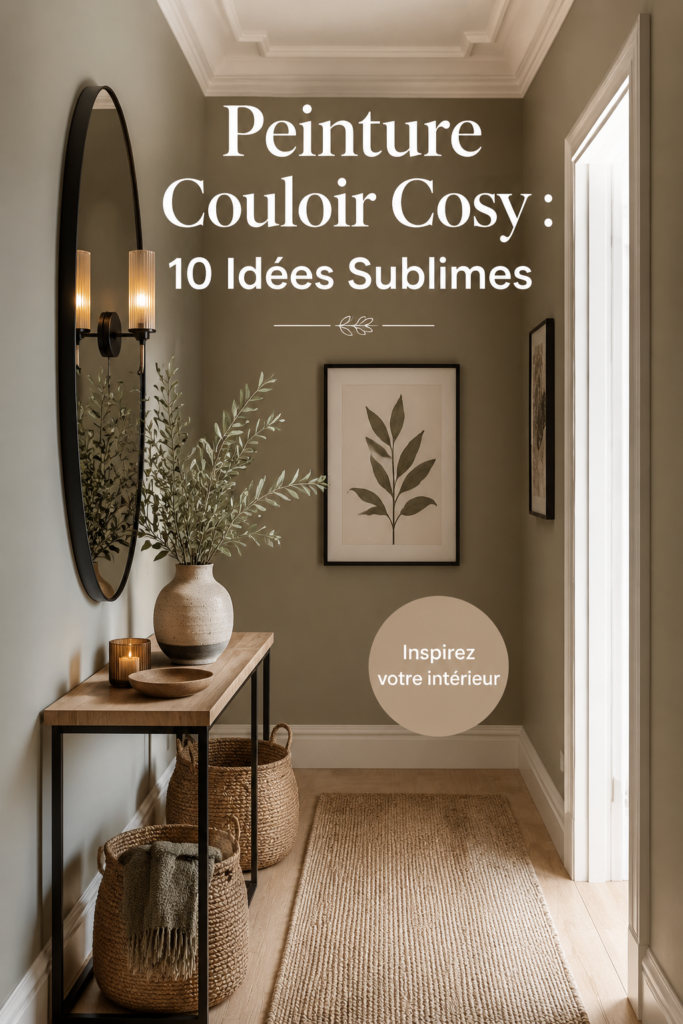 Un couloir peint dans des couleurs chaleureuses offrant une ambiance cosy.