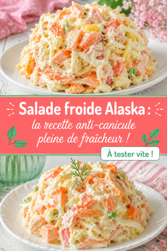 Salade froide Alaska garnie de légumes frais et colorés, idéale pour l'été