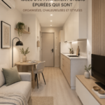 Studio bien aménagé avec un intérieur chaleureux et organisé