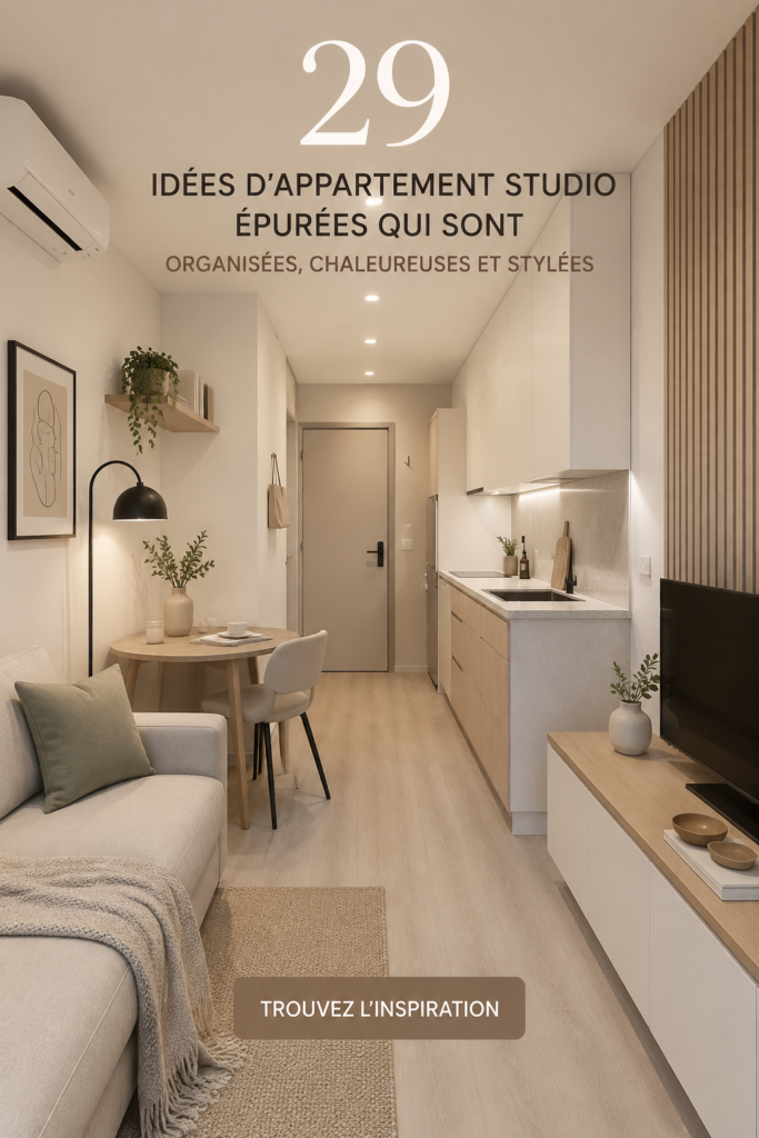Studio bien aménagé avec un intérieur chaleureux et organisé