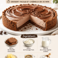 Une tarte moka crémeuse sans cuisson présentée sur une table.
