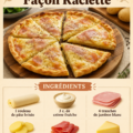 Une tarticlette cuite au four, dorée et appétissante, sur une table en bois.