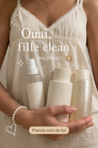 Femme affichant un look clean girl avec des cheveux sains et un teint naturel