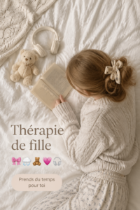 Femme créant un espace de girl therapy chez elle avec des objets apaisants et décoratifs