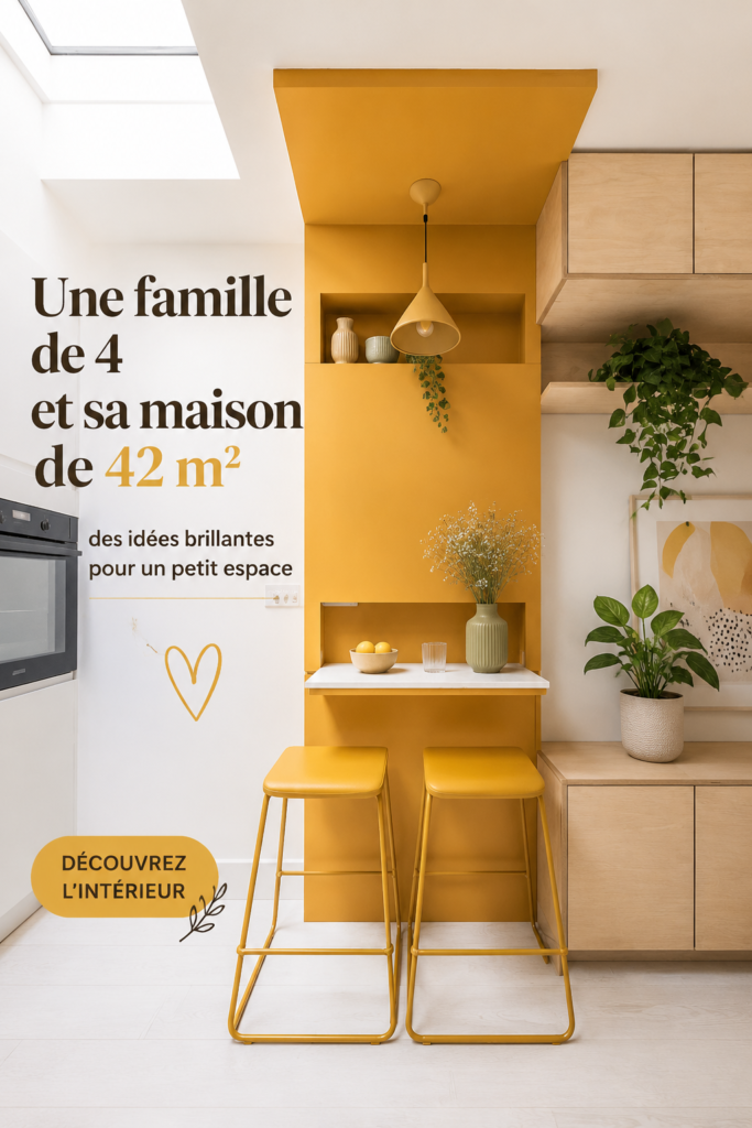 Un salon familial chaleureux aménagé dans un petit espace coloré.