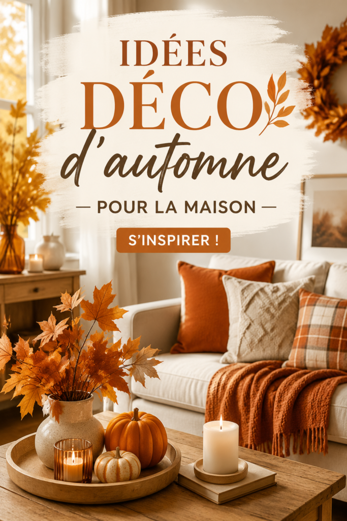 Une belle décoration d'automne avec des couleurs chaudes et des éléments naturels dans un salon