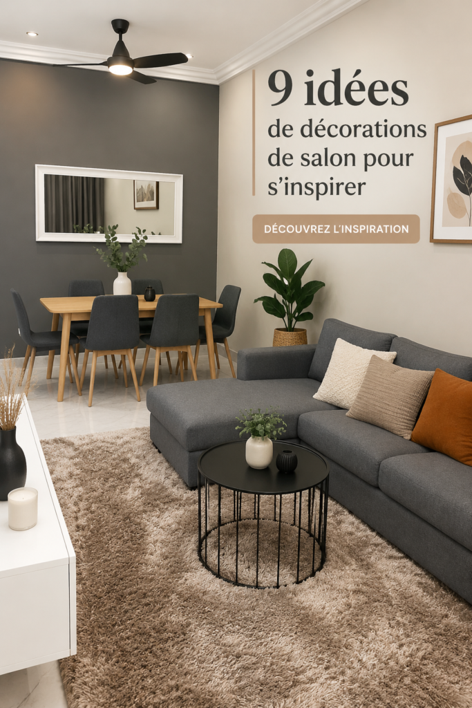 Une pièce de salon décorée avec des éléments contemporains et chaleureux.