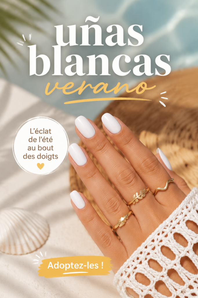 Manucure blanche élégante avec motifs floraux pour l'été