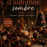 Mariage d'automne élégant avec des tons sombres et des décorations chaleureuses.