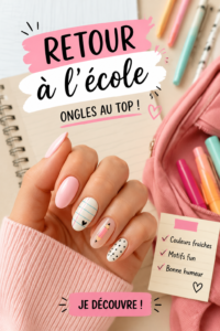 Exemples de manucures tendance pour la rentrée avec des couleurs vives et des designs variés.