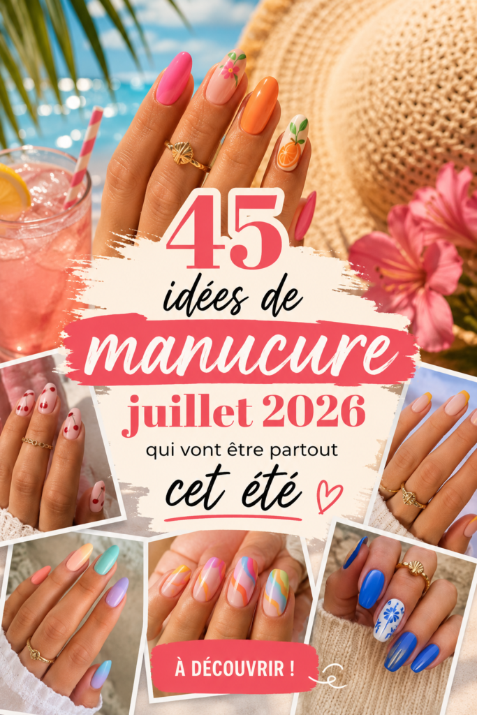 Un collage de différentes manucures tendance pour l'été 2026