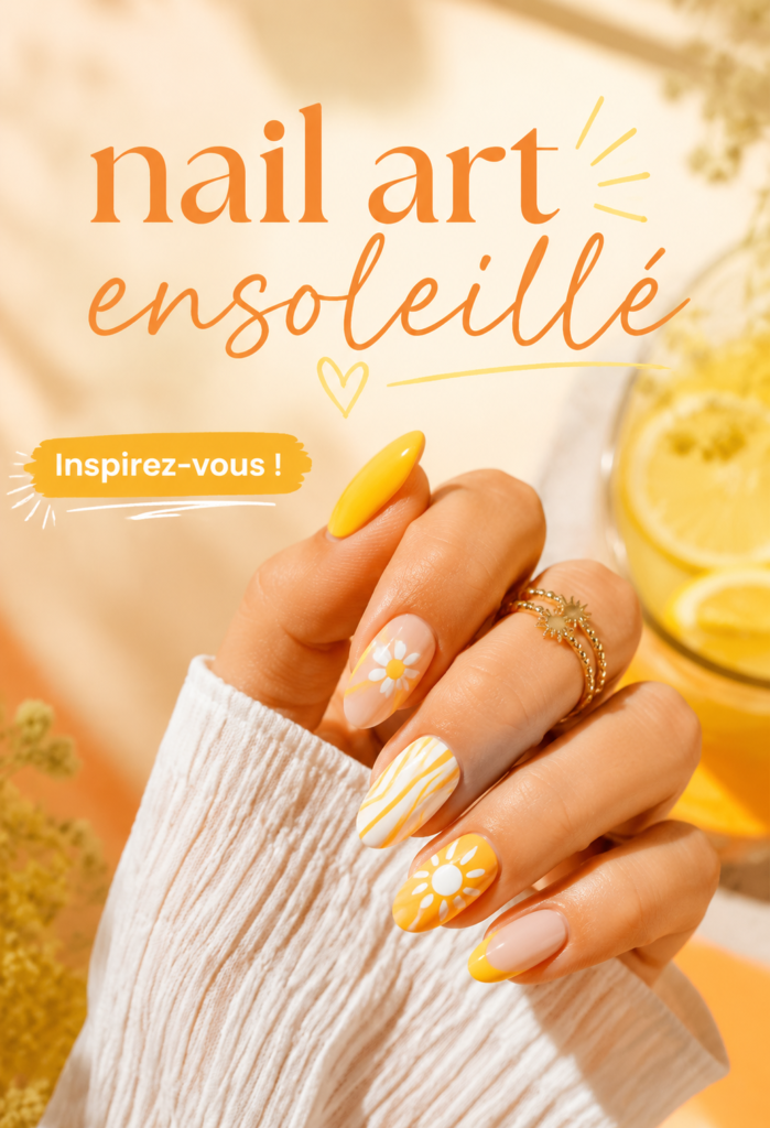 Nail art ensoleillé avec des motifs lumineux et colorés