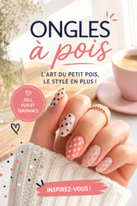 Manucure à pois colorés sur des ongles longs et soignés