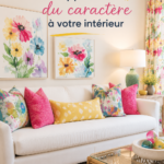 Un salon chaleureux et personnalisé avec des éléments décoratifs uniques.