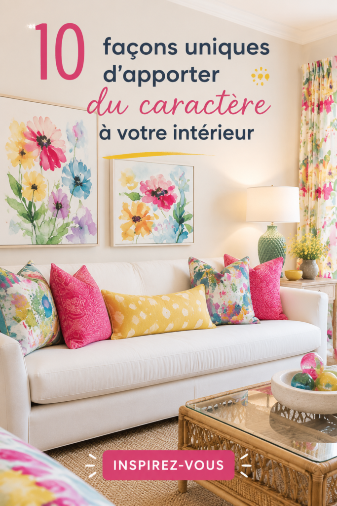 Un salon chaleureux et personnalisé avec des éléments décoratifs uniques.