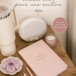 Sélection de produits Clean Girl pour 2024 sur une table blanche
