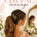 Une mariée avec une queue de cheval élégante ornée de fleurs