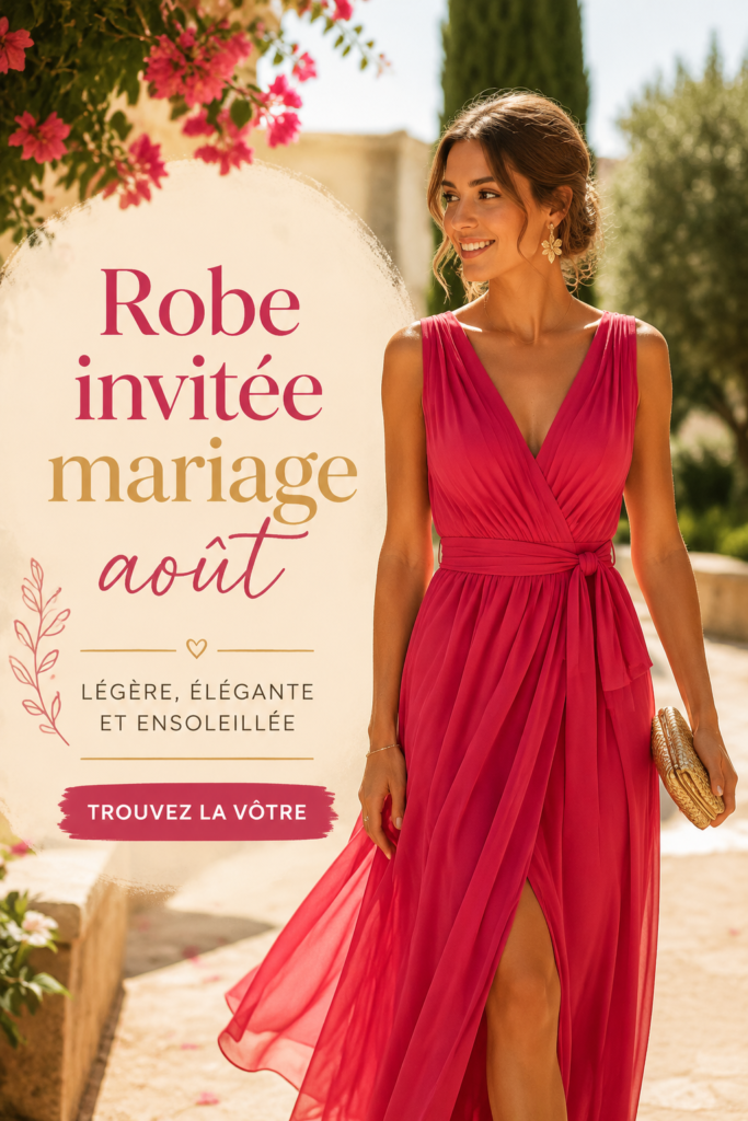 Femme porte une élégante robe d'invitée pour mariage en été