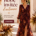 Modèle élégant de robe d'invitée pour un mariage d'automne
