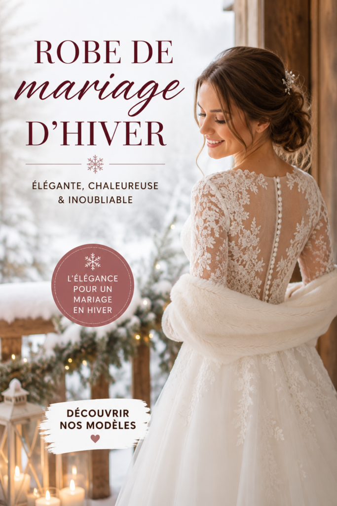 Robe de mariage d'hiver élégante avec des détails en dentelle