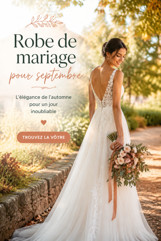 Robe de mariage élégante pour une cérémonie de septembre