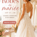 Robe de mariée classique en dentelle avec un long train, mettant en avant la mode nuptiale de 2026.