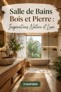 Salle de bains moderne alliant bois chaleureux et pierre élégante.