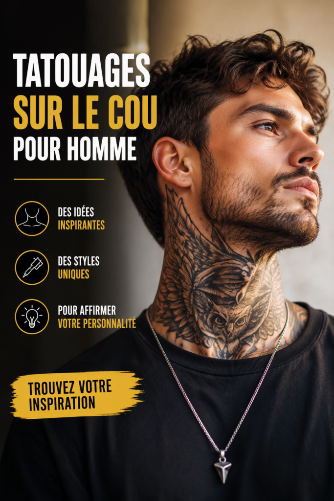 Tatouages stylés sur le cou d'hommes, inspiration et tendances