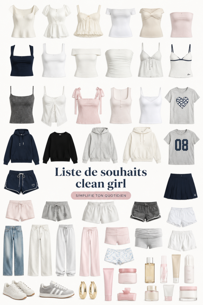 Image d'une wishlist décorative et minimaliste sur une table en bois