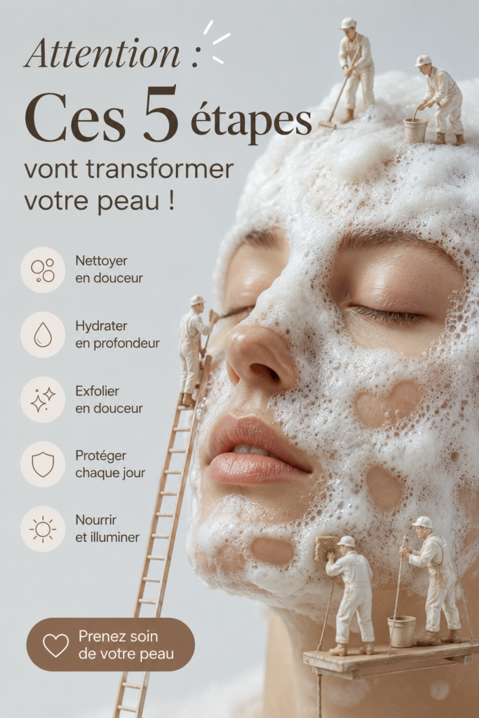 Un assortiment de produits de soin pour le visage sur une table en bois
