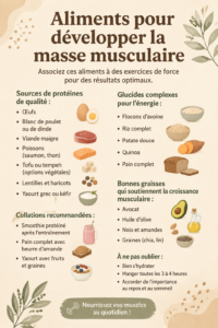 Assiette colorée avec des aliments riches en protéines pour la musculation