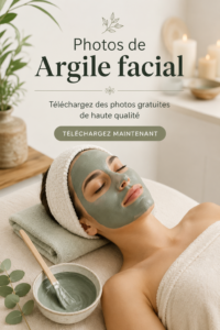 Masque facial à base d'argile appliqué sur le visage d'une femme.