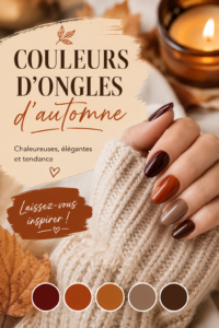 Des ongles vernis dans des couleurs automnales comme le burgundy et le vert forêt.