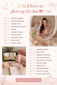 Femme souriante avec une peau éclatante, symbole du défi glow up