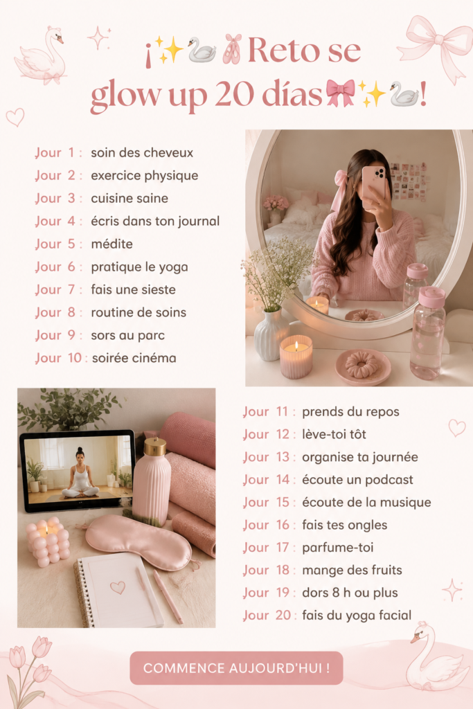 Femme souriante avec une peau éclatante, symbole du défi glow up
