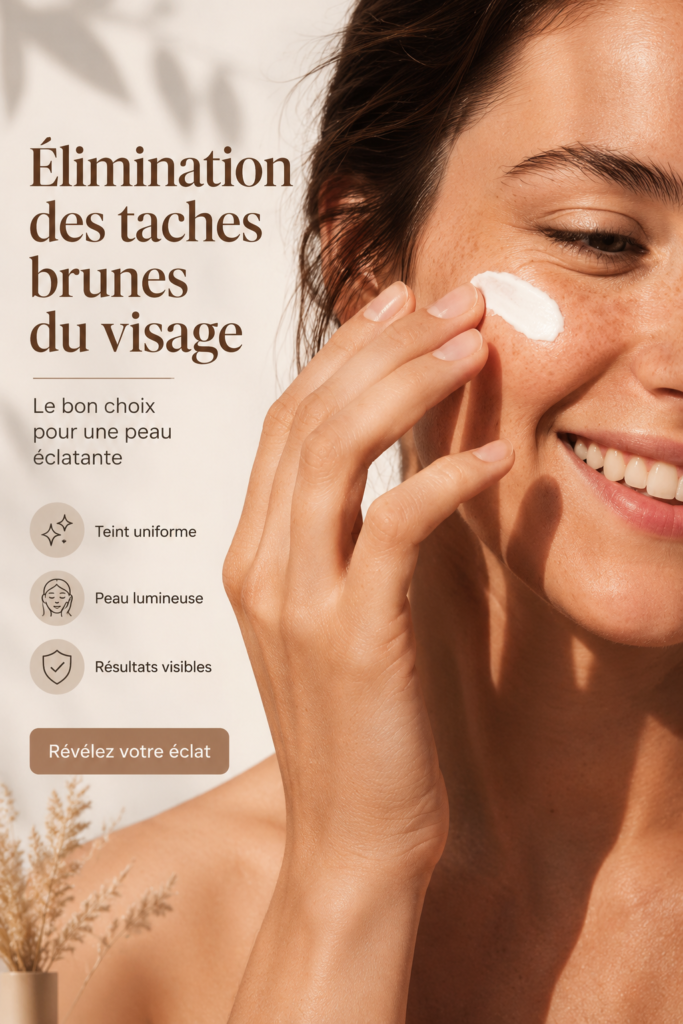 Femme souriante avec une peau éclatante, sans taches brunes