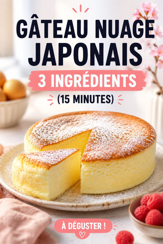 Un délicieux gâteau nuage japonais sur une assiette, prêt à être dégusté.