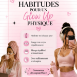 Femme se regardant dans un miroir, souriante, représentant un glow up physique