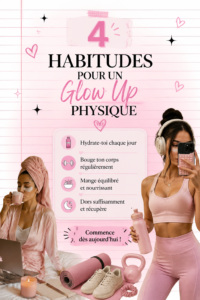 Femme se regardant dans un miroir, souriante, représentant un glow up physique