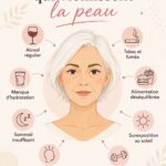 Femme qui applique une crème de soin sur son visage en regardant dans un miroir, illustration de l'importance de prendre soin de sa peau.