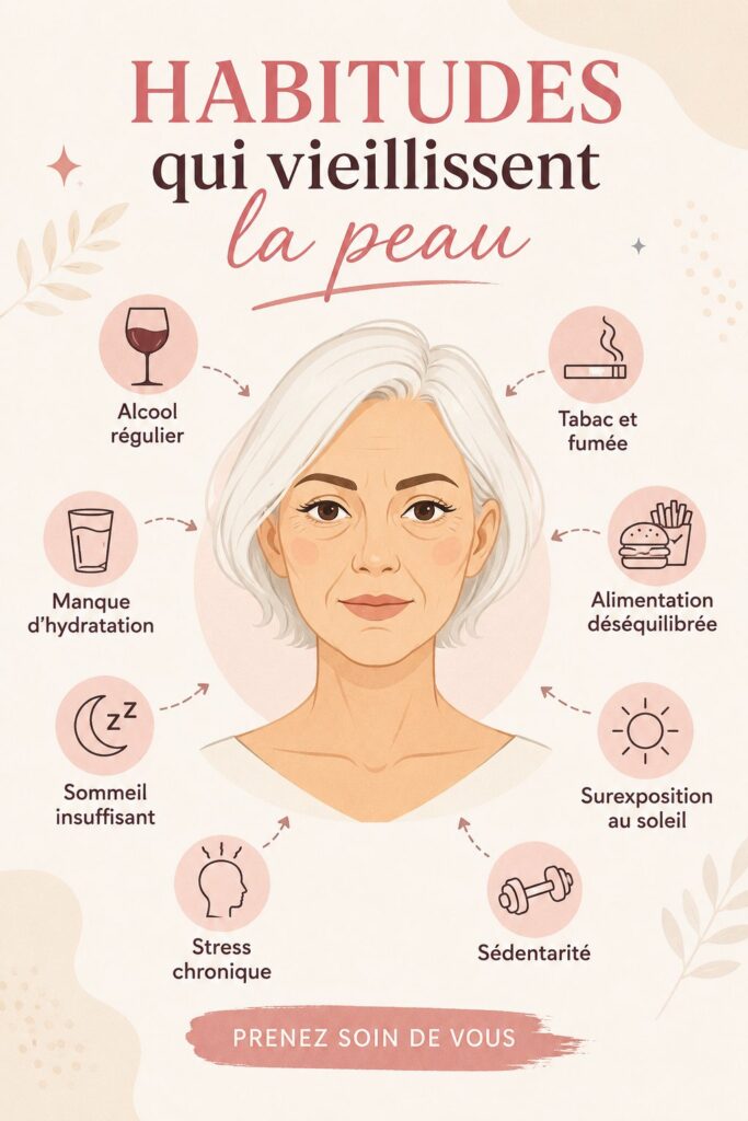 Femme qui applique une crème de soin sur son visage en regardant dans un miroir, illustration de l'importance de prendre soin de sa peau.