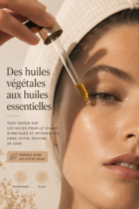 Groupe de flacons d'huiles essentielles pour le visage sur un fond naturel