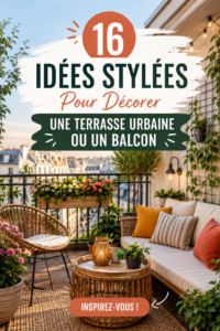 Terrasse décorée avec des meubles modernes et des plantes variées