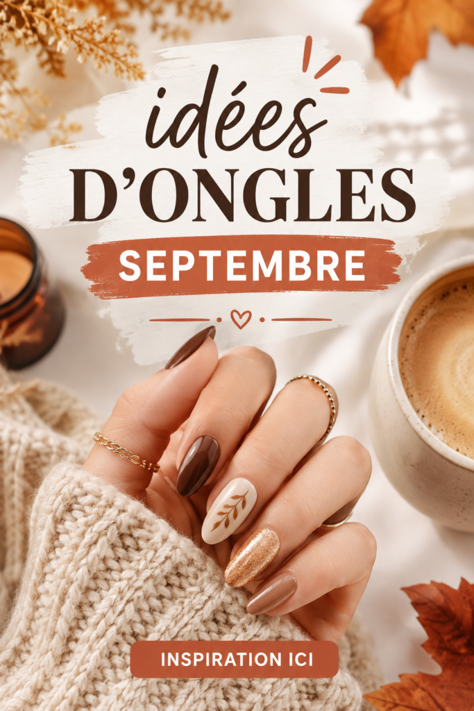 Image montrant des ongles stylisés avec des couleurs de septembre