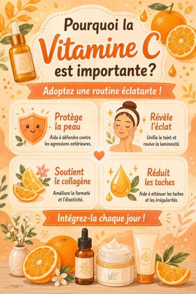Illustration d'un produit à base de vitamine C sur un fond lumineux