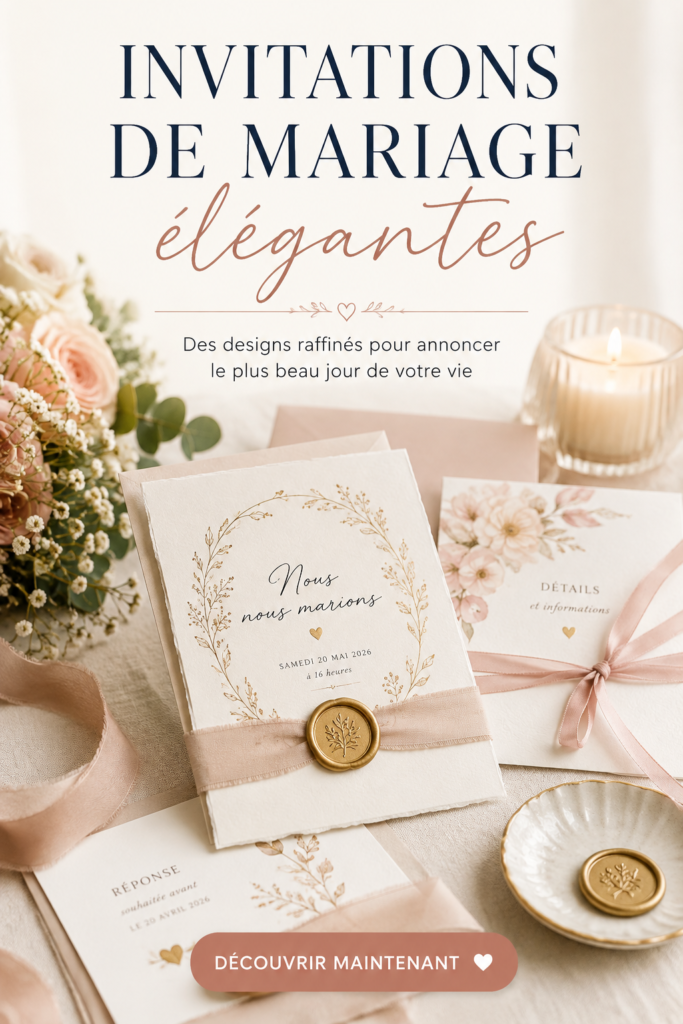 Exemple d'invitations de mariage élégantes avec design floral