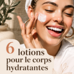 Bouteilles de lotions hydratantes pour le corps estivales sur une table en bois