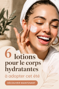Bouteilles de lotions hydratantes pour le corps estivales sur une table en bois